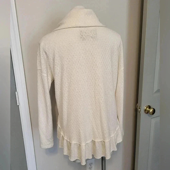 Maeve by Anthropologie Cowl Neck Addie Ruffled Hacci Pullover Ivory/Cream Top(M) - Picture 8 of 12